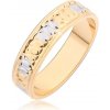 Prsteny Šperky eshop Zlatá obroučka s kruhovými zářezy a stříbrnými plochami BB08.07