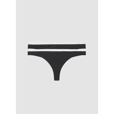 Calvin Klein dámská černá tanga THONG 2PK 2 ks v balení CK ONE