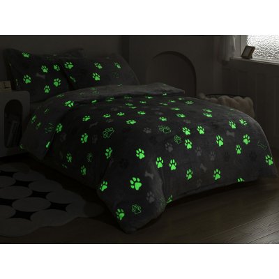 Xpose povlečení TLAPIČKY Exclusive svítící efekt šedé Mikroplyš 140x200 70x90 – Zboží Dáma