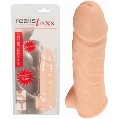 Realistixxx - pouzdro na penis s kroužkem na varlata - 16 cm přírodní – Zboží Mobilmania