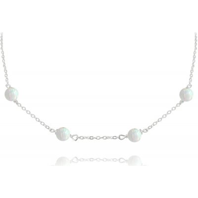 Minet Stříbrný s bílými opálky JMAS0155WN45 – Zboží Dáma