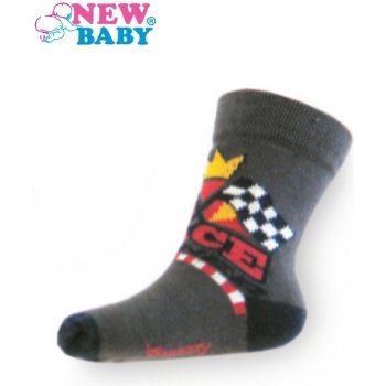 NEW BABY dětské bavlněné ponožky tmavě šedé race winner šedé