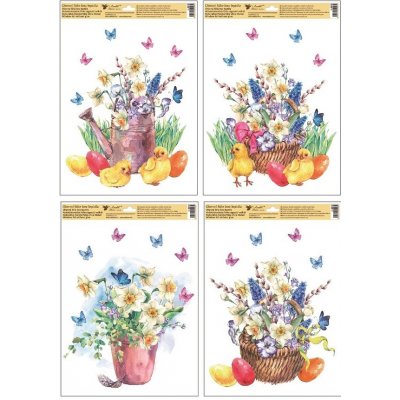 Anděl Přerov Okenní fólie kytice s kuřátky 30 x 42 cm – Sleviste.cz