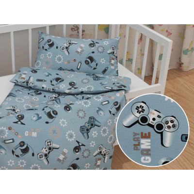 Biante Dětské bavlněné povlečení Sandra SA-588 Play Game na modrém 90 x 140 cm 40 x 60 cm – Zbozi.Blesk.cz