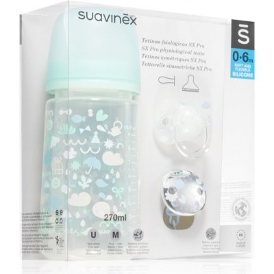 Suavinex ANTIKOLIKOVÁ LÁHVIČKA ZERO ZERO 270 ml M - SADA Bílá : Suavinex -eshop.cz