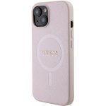 Guess PU Saffiano MagSafe iPhone 15 růžové – Zboží Mobilmania