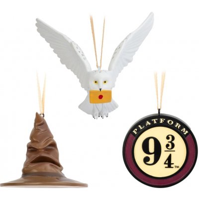 Grupo Erik Dekorace na pověšení 3 ks Hedvika Klobouk a Nástupiště Harry Potter – Hledejceny.cz
