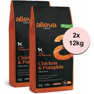 Alleva Natural Adult Medium Chicken and Pumpkin 2 x 12 kg
