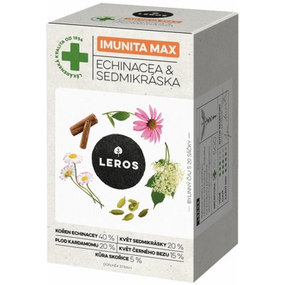 Leros Imunita Max Echinacea a Sedmikráska bylinný čaj na podporu přirozené obranyschopnosti organismu 20 x 1,2 g – Zbozi.Blesk.cz