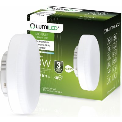 Lumiled LED žárovka LED GX53 8W = 60W 720lm 4000K Neutrální bílá 120° – Zboží Mobilmania