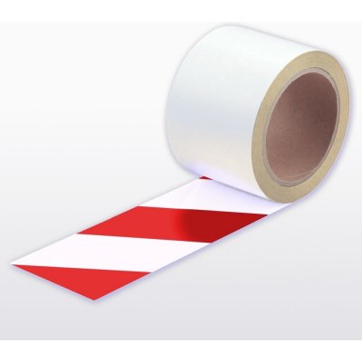 Extra tenká podlahová páska WT-5429 s protiskluzovým povrchem, permanentní – fólie, červeno-bílá, 75 mm × 10 m – Zboží Mobilmania