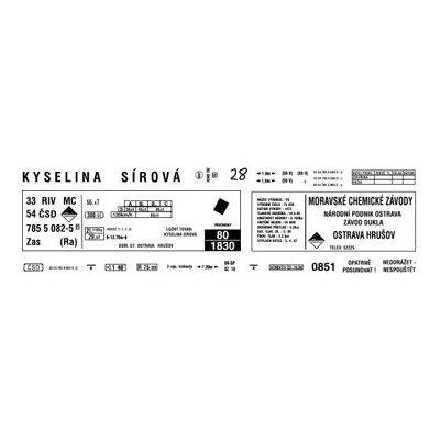 Obtisky Jiran obtisk na 4-osý kotlový vůz Zas/Ra MORAVSKÉ CHEMICKÉ ZÁVODY 80. léta n0411 – Zbozi.Blesk.cz