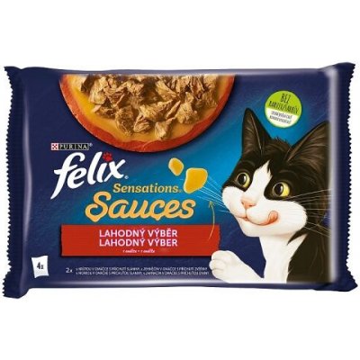 Felix Sensations Sauces s krůtou a jehněčím v ochucené omáčce 4 x 85 g