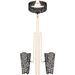 Rosy Gold Lace Cuffs and Collar Black, obojek s náramky – Zboží Dáma