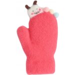 Be Snazzy Dětské zimní huňaté palčáky s lamou a bambulkami Červená – Sleviste.cz