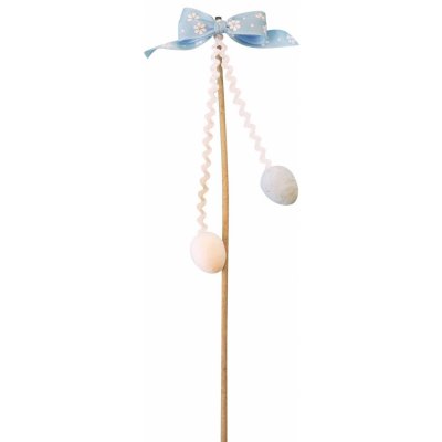 Pomlázka dekorační s mašlí a vajíčky světle modrá 21 cm – Sleviste.cz