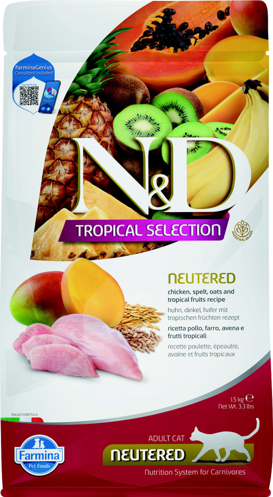 N&D TROPICAL SELECTION CAT Neutered Chicken 1,5 kg