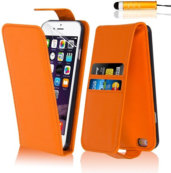 Pouzdro Slicoo iPhone 6/6S flip Color s přihrádkou na kreditní karty oranžové
