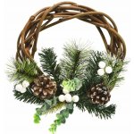Dommio Proutěný věnec zdobený zasněžený O25 cm – Zboží Dáma