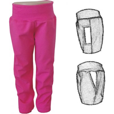 Dětské softshellové kalhoty s kapsami NEZATEPLENÉ tmavě růžové