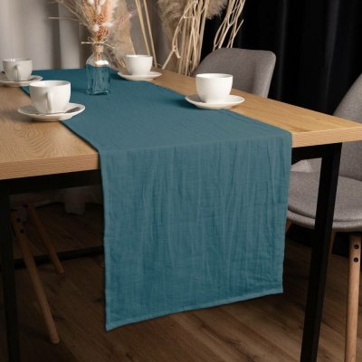 Biante Lněný běhoun LEN-024 Petrolejově modrý 45x160 cm – Hledejceny.cz