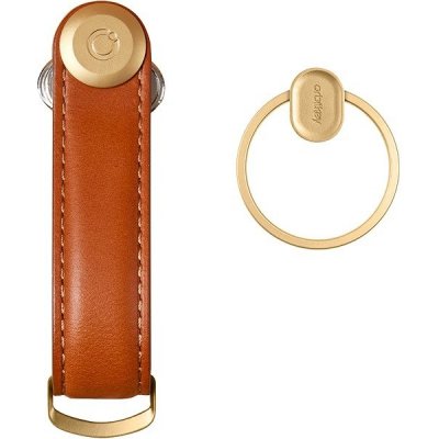 Orbitkey Kožená a kroužek na klíče v dárkovém balení Key Organiser Set + Ring Cognac – Zboží Dáma