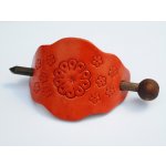 Kožená spona do vlasů s dřevěnou jehlicí č.1 Oranžová – Hledejceny.cz