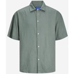 Jack & Jones Faro pánská lněná košile s krátkým rukávem zelená