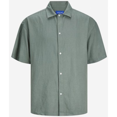 Jack & Jones Faro pánská lněná košile s krátkým rukávem zelená