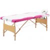Masážní stůl a židle Vidaxl Skládací masážní stůl 3 zóny dřevěný bílý a růžový