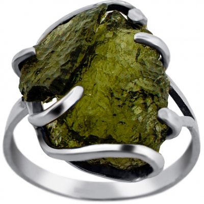 Vltavín Moldavite Stříbrný prsten s vltavínem P2000315210000 – Zboží Mobilmania