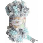 Alize Puffy Fine Color 5939 Mint-šedá-bílá – Zboží Dáma