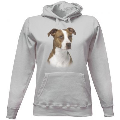 Dámská mikina s kapucí s potiskem Americký pitbull teriér dámské Šedá melír – Hledejceny.cz