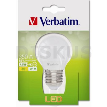 Verbatim LED žárovka E27 4,5W 350lm 30W typ Mini Globe matná teplá bílá