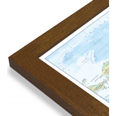 Excart Maps Svět - nástěnná obecně zeměpisná mapa (ČESKY) 140 x 98 cm Varianta: mapa v dřevěném rámu, Provedení: Pegi tmavý ořech