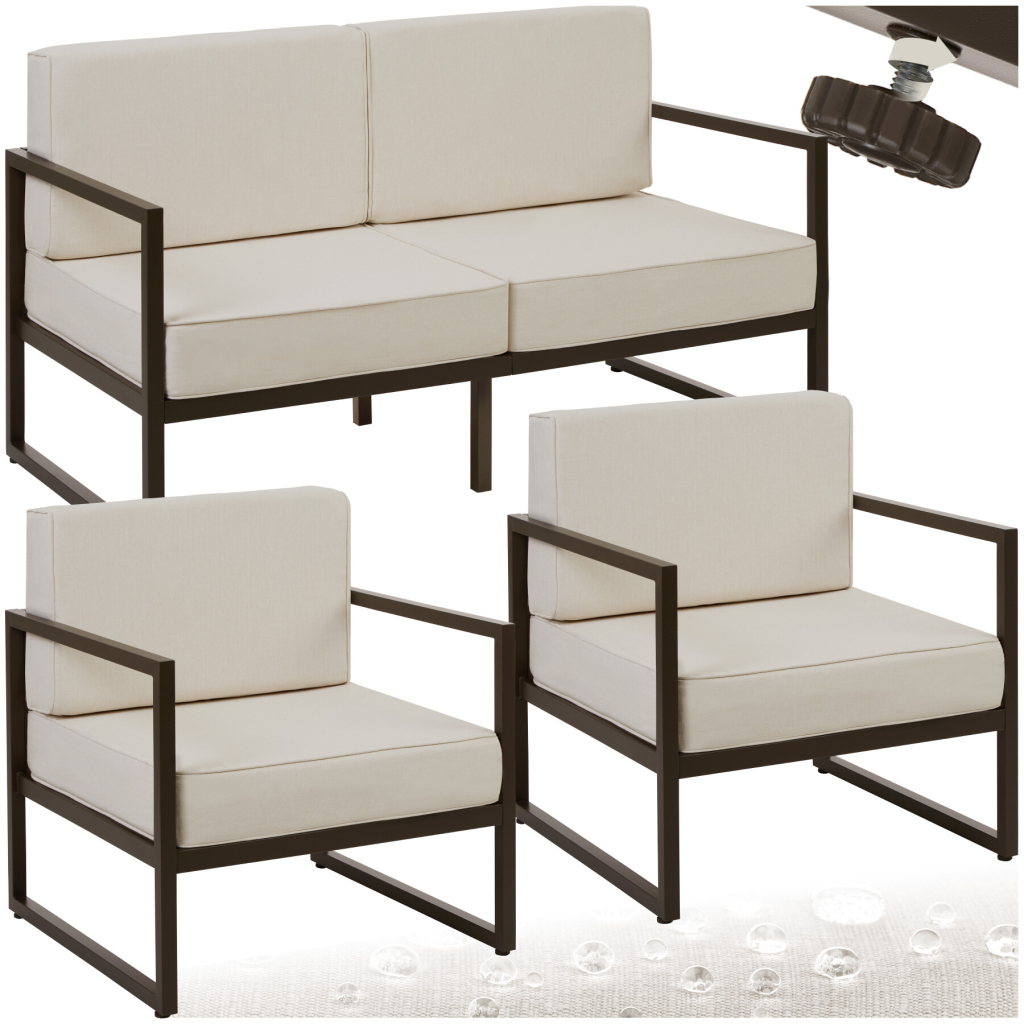 tectake 405818 zahradní sedací souprava comosa pro 4 osoby, xxl-polstrování - hnědá/béžová