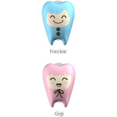 Flipper ZOUBEK Freckie a Gigi antibakteriální krytky na zubní kartáček modrý a růžový 2 ks