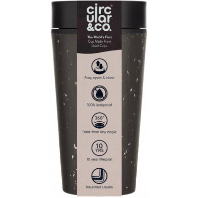 Circular & Co recyklovaný kelímek na kávu Černá Černá 340 ml