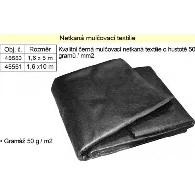 Levior netkaná textílie 1,6 x 10 m 50 g/m² černá – Zboží Dáma