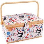 Kazeta - košík na šicí potřeby - krejčovský motiv varianta 1 červená – Zboží Dáma