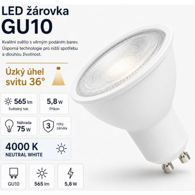 Emos LED žárovka Classic MR16 GU10 5,8 W 75 W 565 lm neutrální bílá – Hledejceny.cz