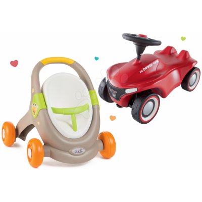 Smoby Set a kočárek s autosedačkou zvířátka Animal MiniKiss s brzdou a odrážedlo auto Bobby Car Neo Red – Zboží Mobilmania