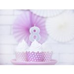 PartyDeco Svíčka na dort 8 STŘÍBRNÁ TŘPYTIVÁ – Sleviste.cz