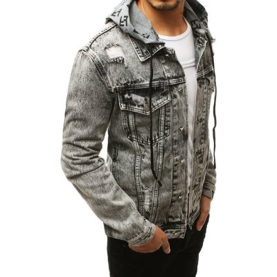 Basic pánská džínová bunda s kapucí TX3304 šedá – Zboží Mobilmania