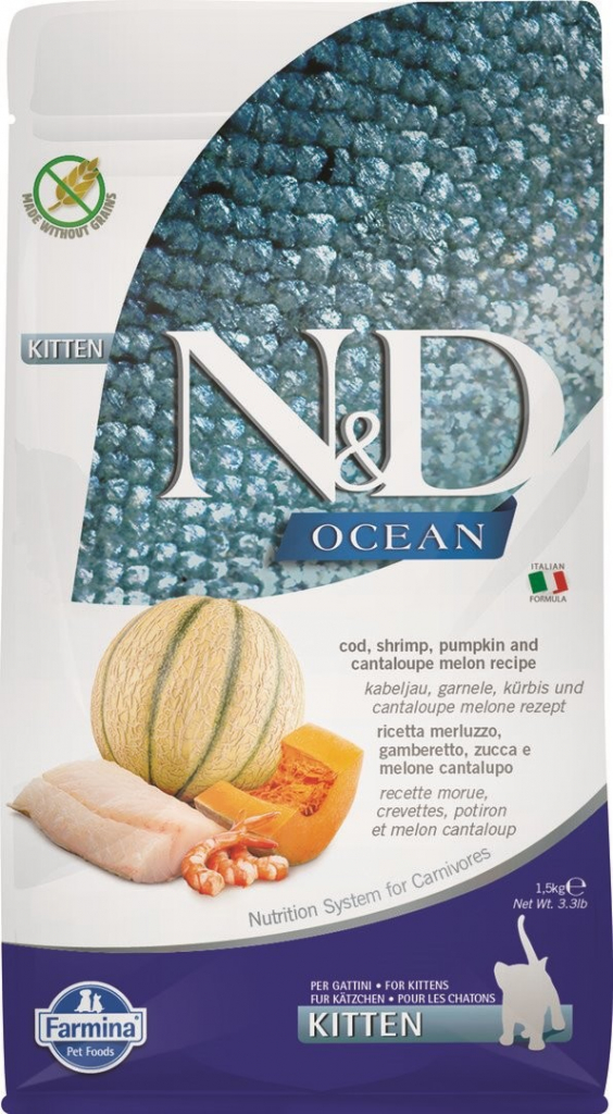 N&D OCEAN Kitten Cod & Shrimp&Pumpkin&Melon 1,5 kg