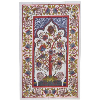 Sanu Babu Přehoz na postel s tiskem barevná Fauna a Flora bílý podklad 130 x 210 cm