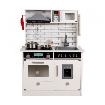 Derrson XL dřevěná kuchyňka se světly a zvuky bílá – Zboží Mobilmania