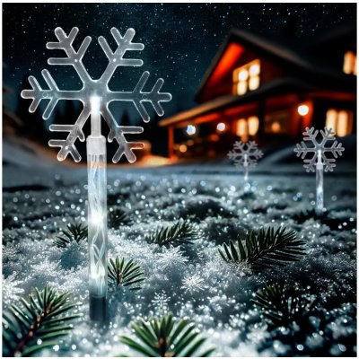 Solight LED zahradní osvětlení sněhové vločky 5ks 15x LED zapichovací 3xAA – Zboží Mobilmania