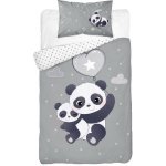 Detexpol Bambusové povlečení do postýlky Panda šedá 100 x 135 cm 40 x 60 cm – Zboží Dáma