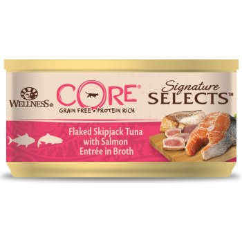 Wellness Core Signature Selects Flaked Skipjack Tuna with Salmon Entrée in Broth 79 g